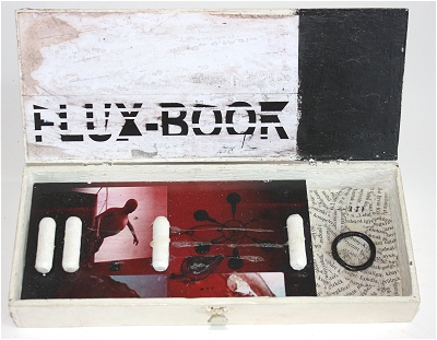 fluxus, fluxus artist, artists, box assemblage, altered book, collage, collage museum